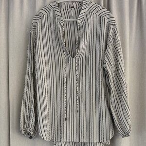Free People Black and White Striped Blouse